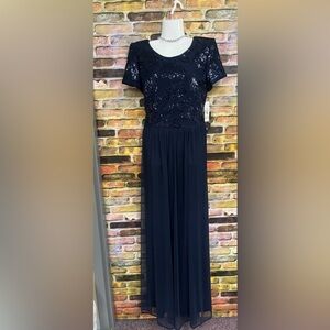 R&M Richards Black Sequin Maxi Dress